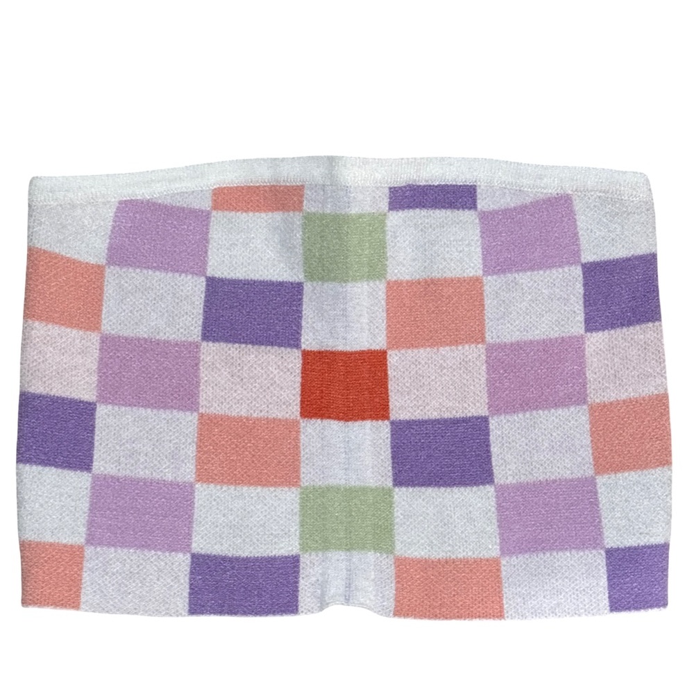 NWT Wonens Cotton Candy LA Pastel Checkered Tube Top Size Small